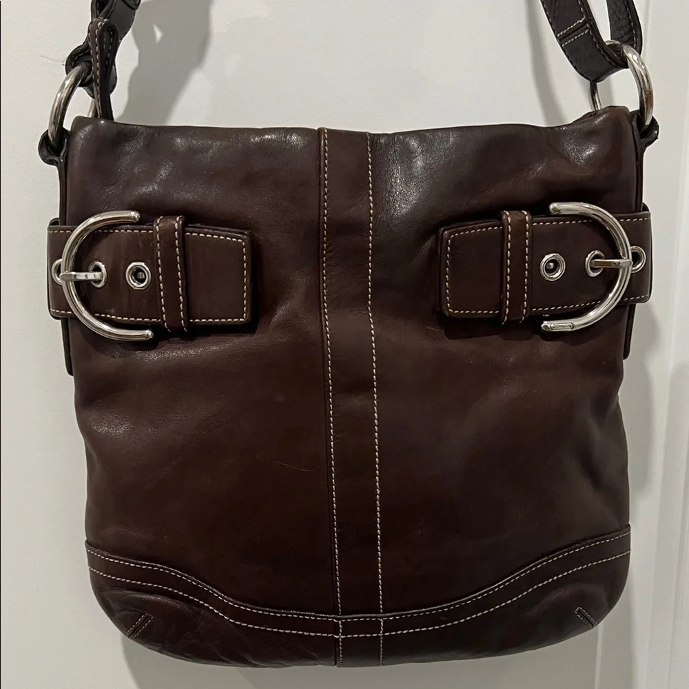 Vintage Coach Y2K Brown Leather Soho Duffle Shoulder/Crossbody Bag 1452‎